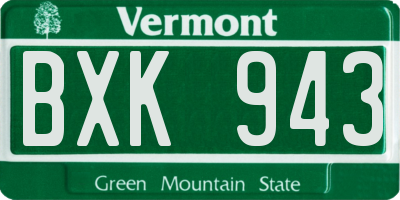VT license plate BXK943