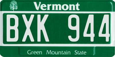 VT license plate BXK944