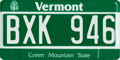 VT license plate BXK946