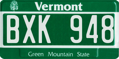 VT license plate BXK948