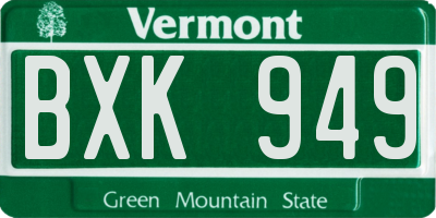 VT license plate BXK949
