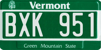 VT license plate BXK951