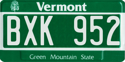 VT license plate BXK952