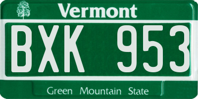 VT license plate BXK953