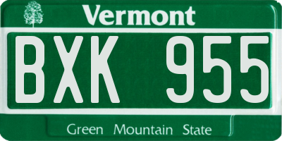 VT license plate BXK955