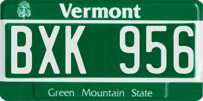 VT license plate BXK956