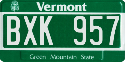 VT license plate BXK957