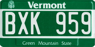 VT license plate BXK959