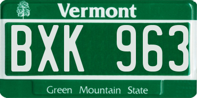 VT license plate BXK963