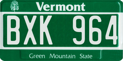 VT license plate BXK964