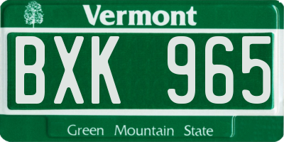 VT license plate BXK965