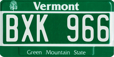 VT license plate BXK966