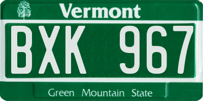VT license plate BXK967