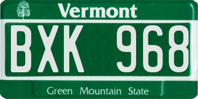 VT license plate BXK968