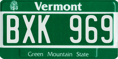VT license plate BXK969