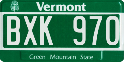 VT license plate BXK970