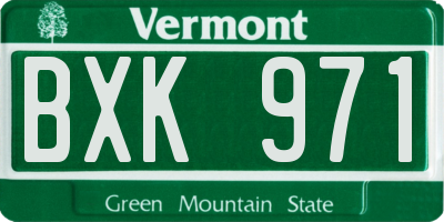 VT license plate BXK971