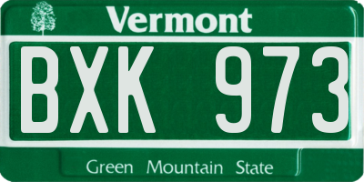 VT license plate BXK973