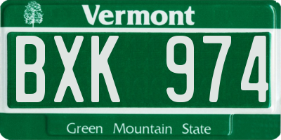 VT license plate BXK974
