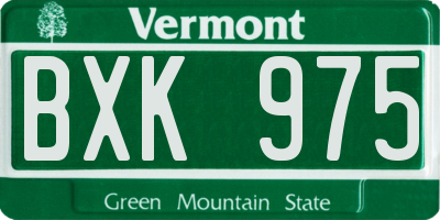 VT license plate BXK975