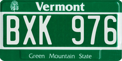 VT license plate BXK976