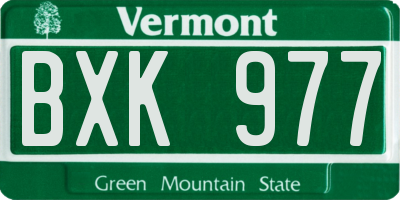 VT license plate BXK977