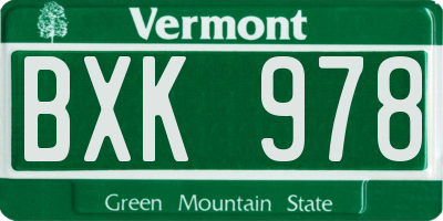VT license plate BXK978