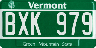 VT license plate BXK979