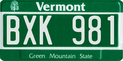 VT license plate BXK981