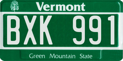 VT license plate BXK991