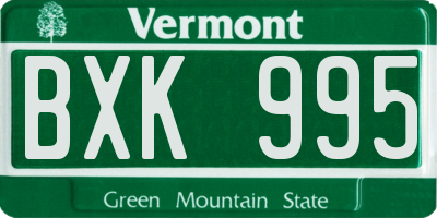 VT license plate BXK995