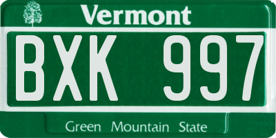 VT license plate BXK997
