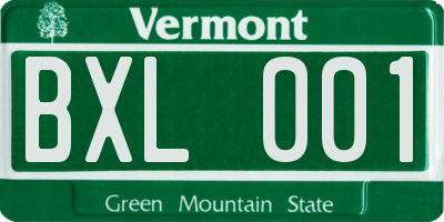 VT license plate BXL001
