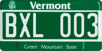 VT license plate BXL003