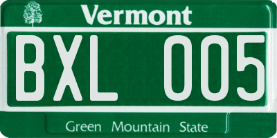 VT license plate BXL005