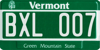 VT license plate BXL007