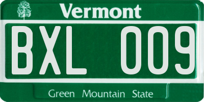 VT license plate BXL009