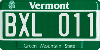 VT license plate BXL011