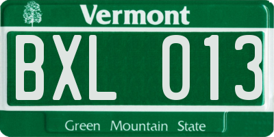 VT license plate BXL013