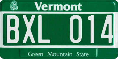 VT license plate BXL014