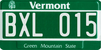 VT license plate BXL015