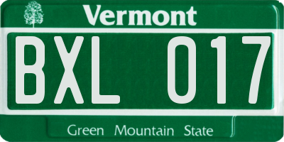 VT license plate BXL017