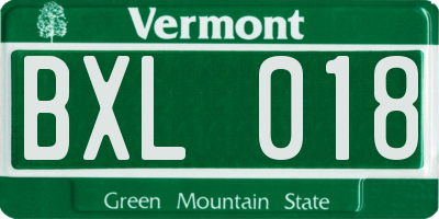 VT license plate BXL018