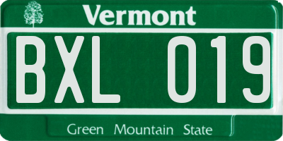 VT license plate BXL019