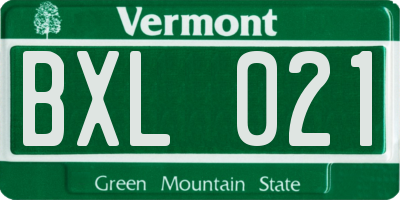 VT license plate BXL021