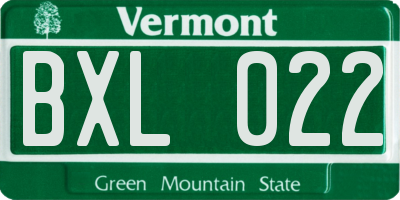 VT license plate BXL022