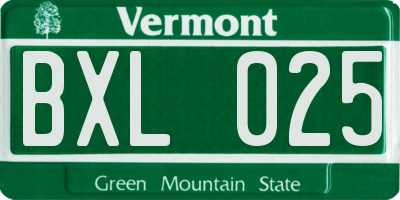 VT license plate BXL025