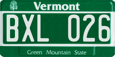 VT license plate BXL026