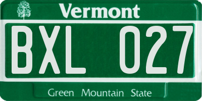 VT license plate BXL027