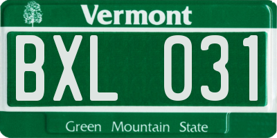 VT license plate BXL031